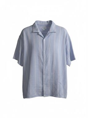 <NWT> Arizona Jean Company Light Blue Striped Camp-Collar Button-Down Shirt
